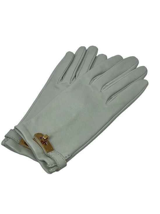 Hermes Accessories - HERMES Lambskin Gloves Light Gray 459-052225 039